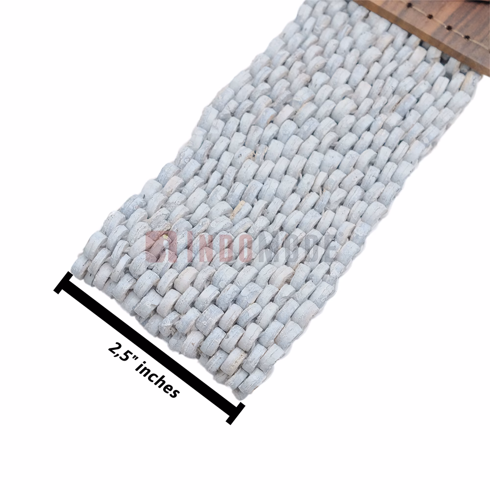 White Belt for Women Handcrafted Coconut Shell Elongated Beaded 2-inch Wide Elastic Stretchy Cinch BALI Fashion Sturdy Belt Wood Hook Clasp - Image 4