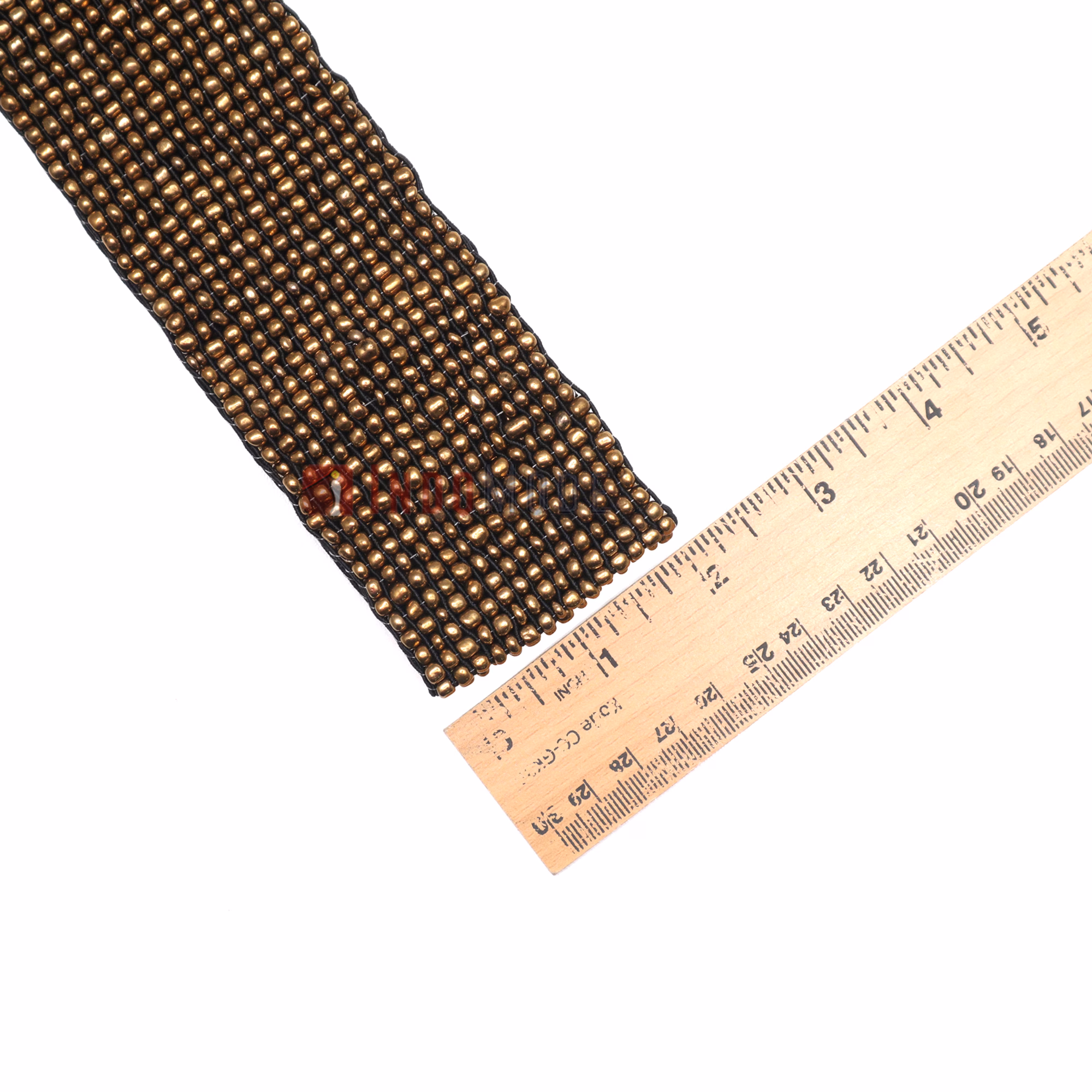 Women's Belt Stretchy Beaded Bali Cinch Belt Wood Clasp - Gold - Image 6