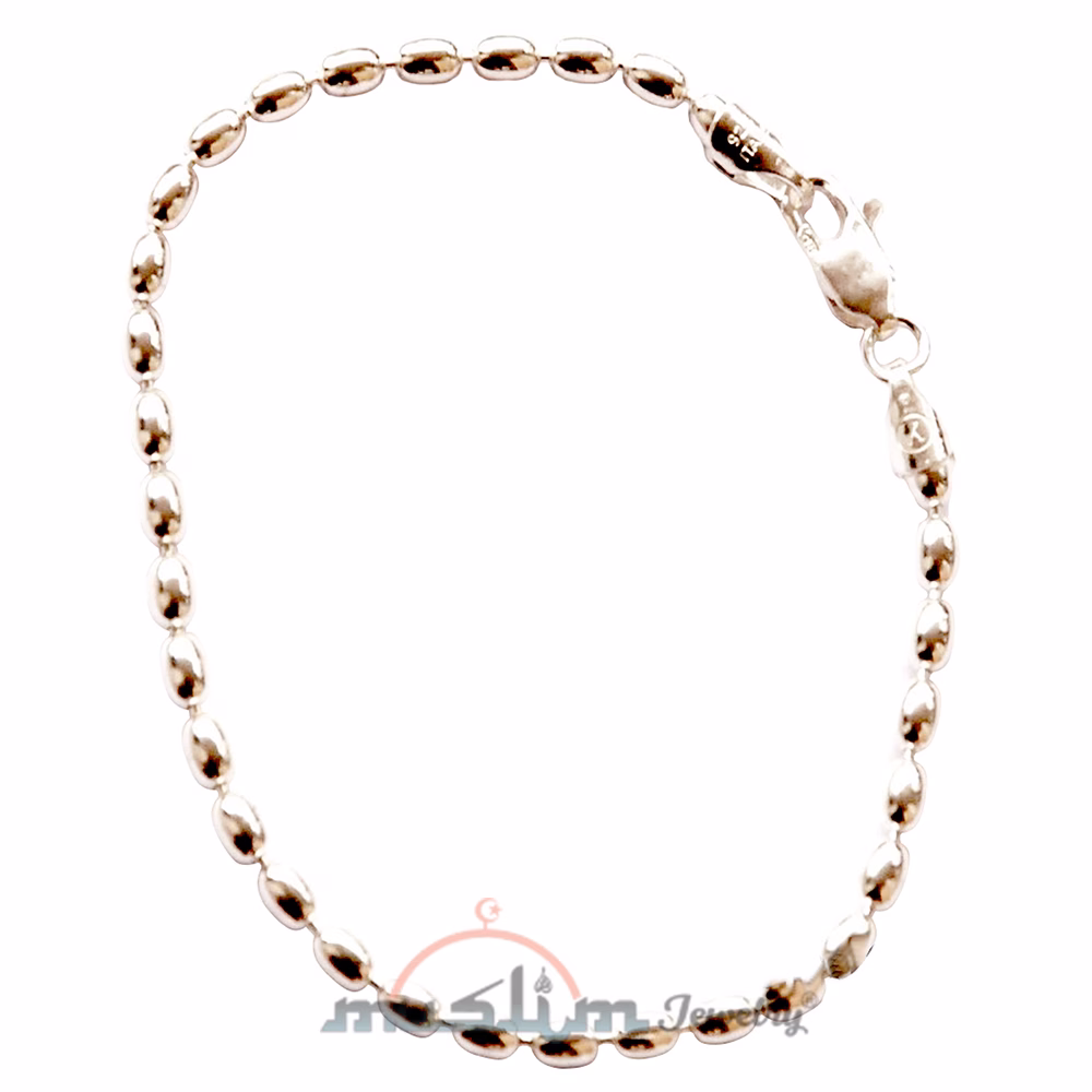 Rice Bead Bracelets: St. Silver Charleston Rice Beads Oval 4x 5 mm Beads 400Ga On Chain with Lobster-Claw Clasp Anti-Tarnish Coating & Gift Boxed - Image 10