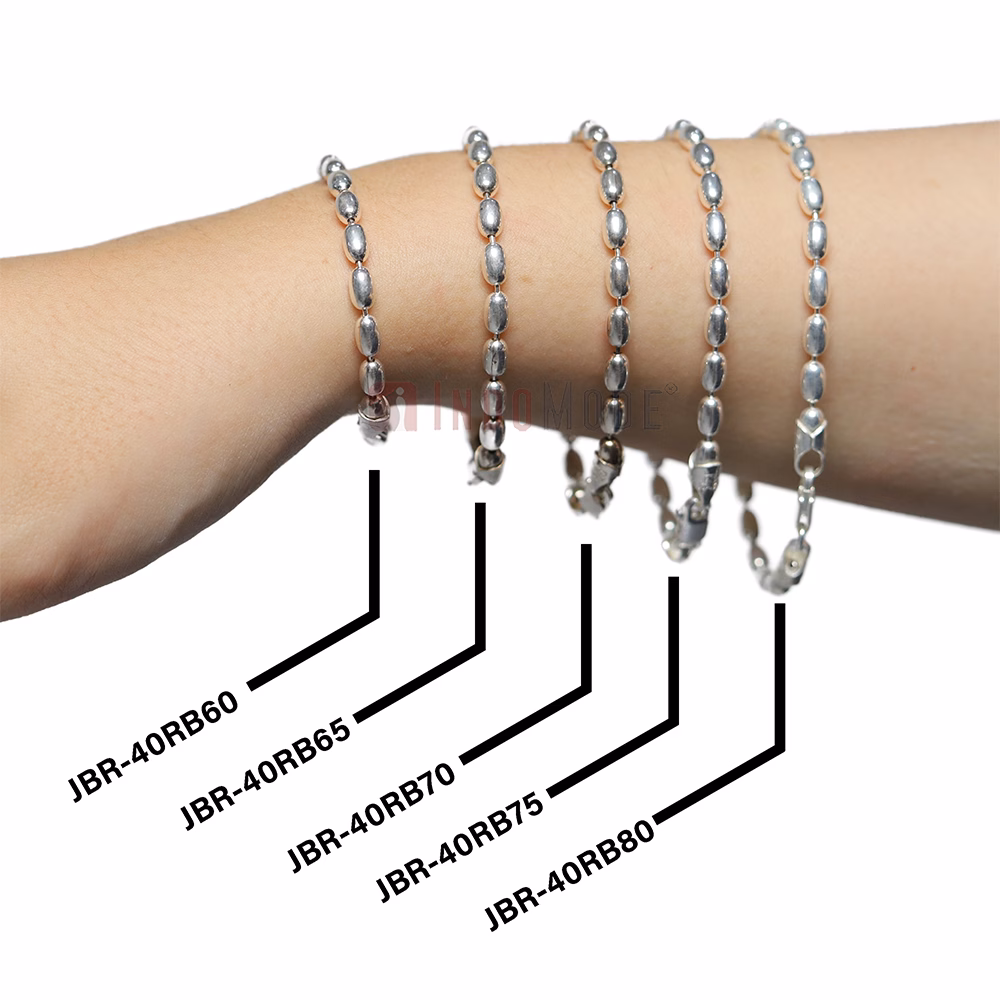 Rice Bead Bracelets: St. Silver Charleston Rice Beads Oval 4x 5 mm Beads 400Ga On Chain with Lobster-Claw Clasp Anti-Tarnish Coating & Gift Boxed - Image 2