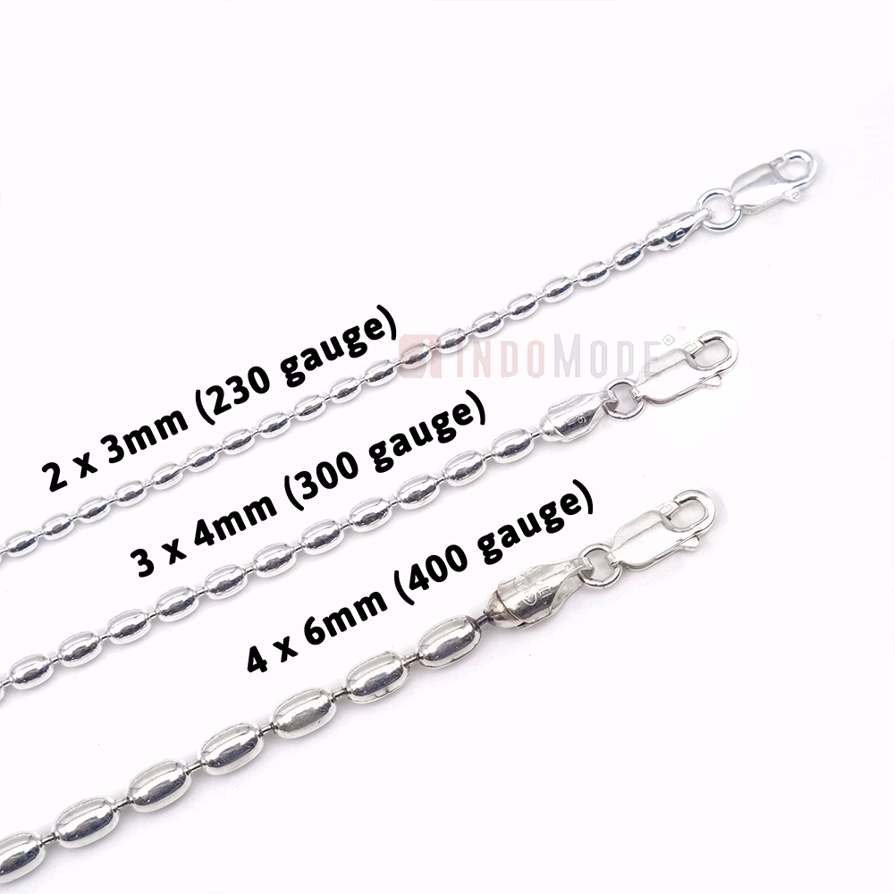 Rice Bead Bracelets: St. Silver Charleston Rice Beads Oval 4x 5 mm Beads 400Ga On Chain with Lobster-Claw Clasp Anti-Tarnish Coating & Gift Boxed - Image 5