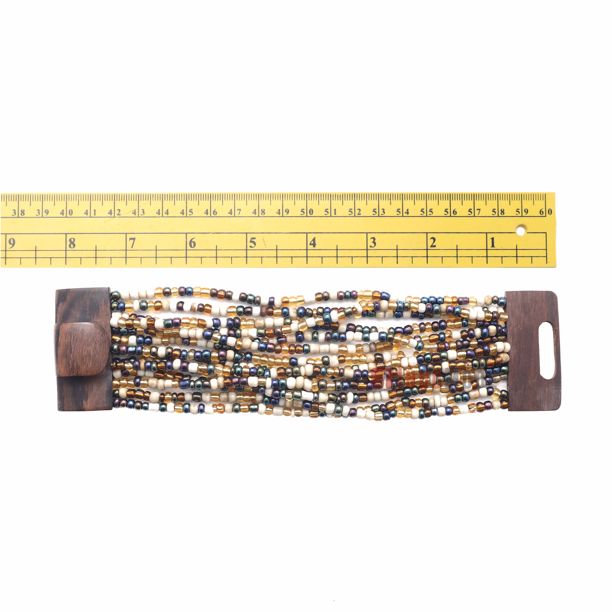 Beaded In Bali Bracelet 14-Strand Bone-Color White Chrome Brown Mix - Image 5
