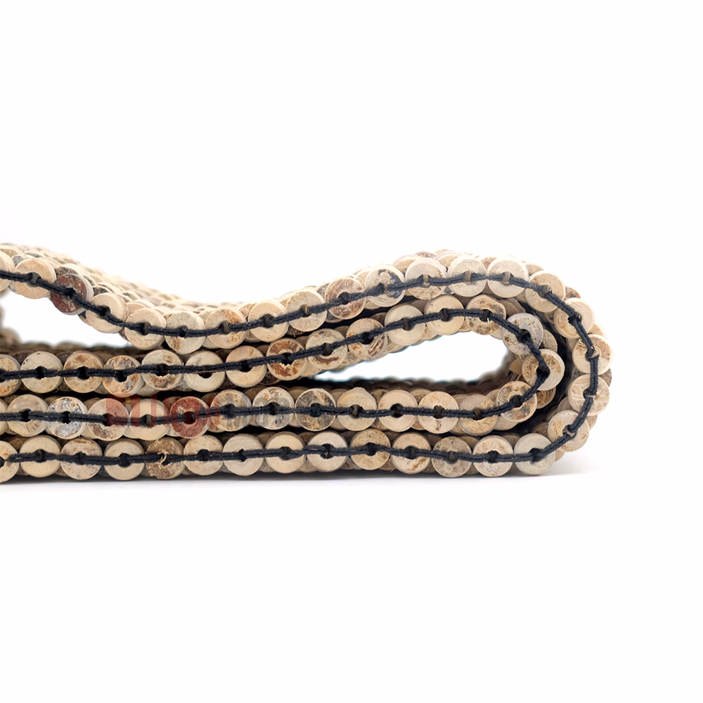 Natural Light Color Belt for Women Handcrafted Coconut Shell Elongated Beaded 2-inch Wide Elastic Stretchy Cinch BALI Fashion Sturdy Belt Wood Hook Clasp