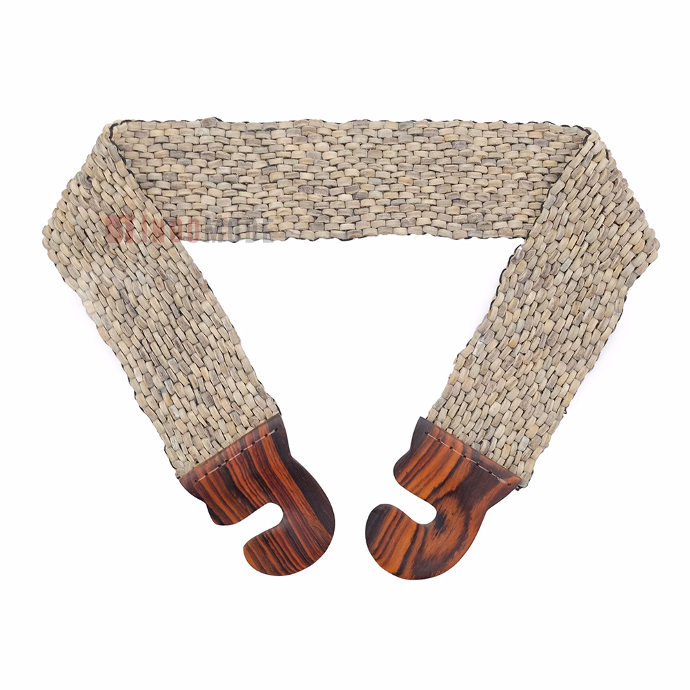 Natural Light Color Belt for Women Handcrafted Coconut Shell Elongated Beaded 2-inch Wide Elastic Stretchy Cinch BALI Fashion Sturdy Belt Wood Hook Clasp