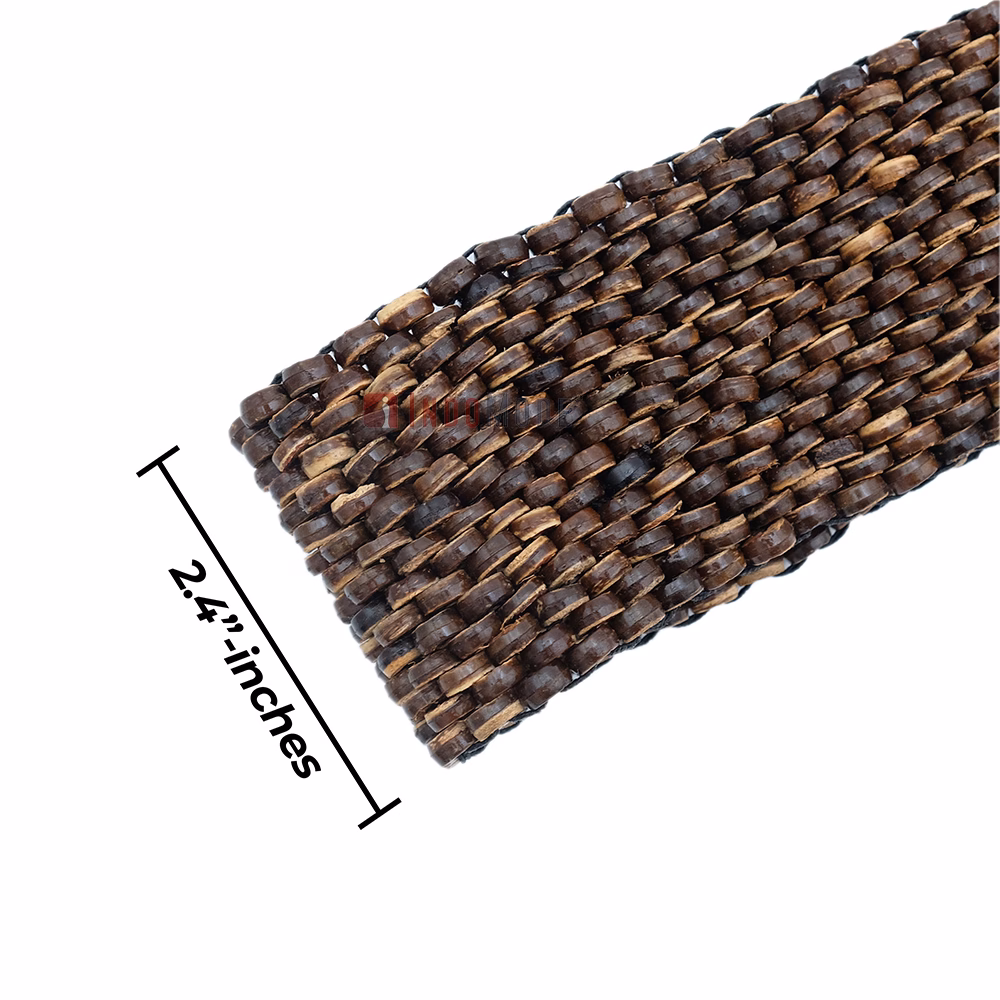 Natural Color Belt for Women Handcrafted Coconut Shell Elongated Beaded 2-inch Wide Elastic Stretchy Cinch BALI Fashion Sturdy Belt Wood Hook Clasp