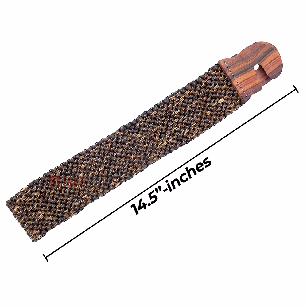 Natural Color Belt for Women Handcrafted Coconut Shell Elongated Beaded 2-inch Wide Elastic Stretchy Cinch BALI Fashion Sturdy Belt Wood Hook Clasp