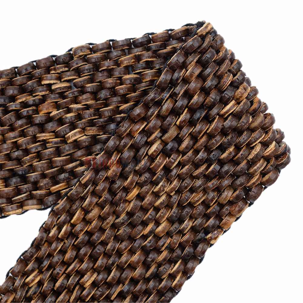 Natural Color Belt for Women Handcrafted Coconut Shell Elongated Beaded 2-inch Wide Elastic Stretchy Cinch BALI Fashion Sturdy Belt Wood Hook Clasp