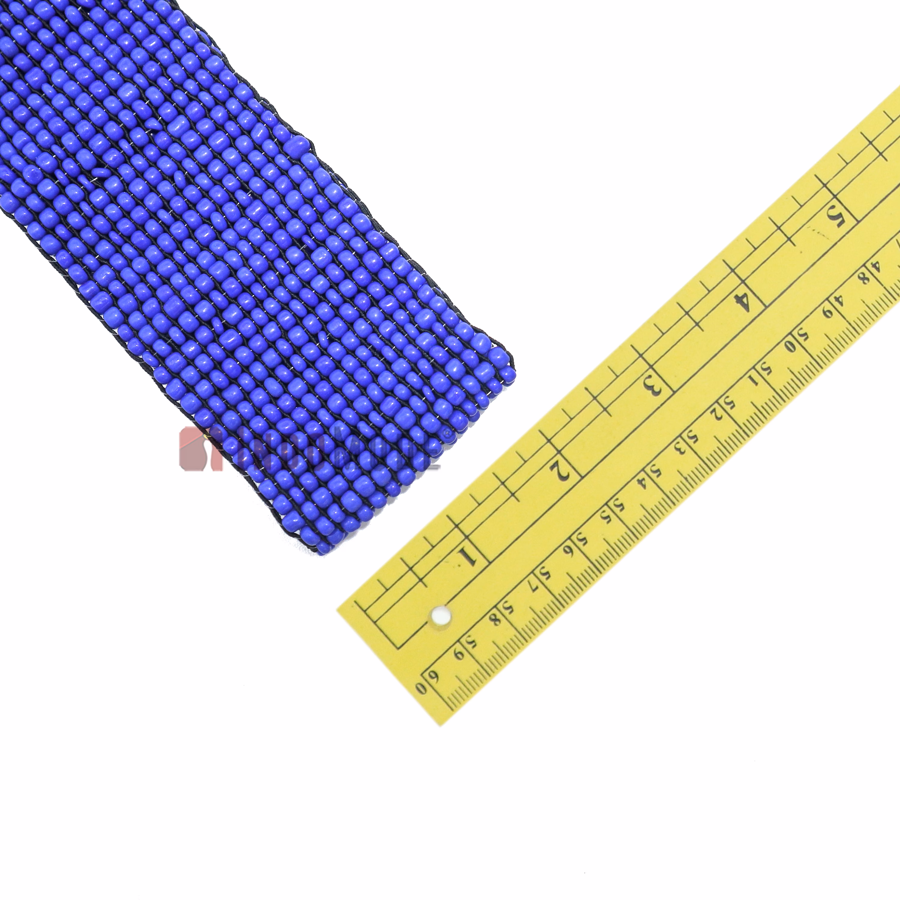 Women's Belt Stretchy Beaded Bali Cinch Belt Wood Clasp - Royal Blue - Image 5