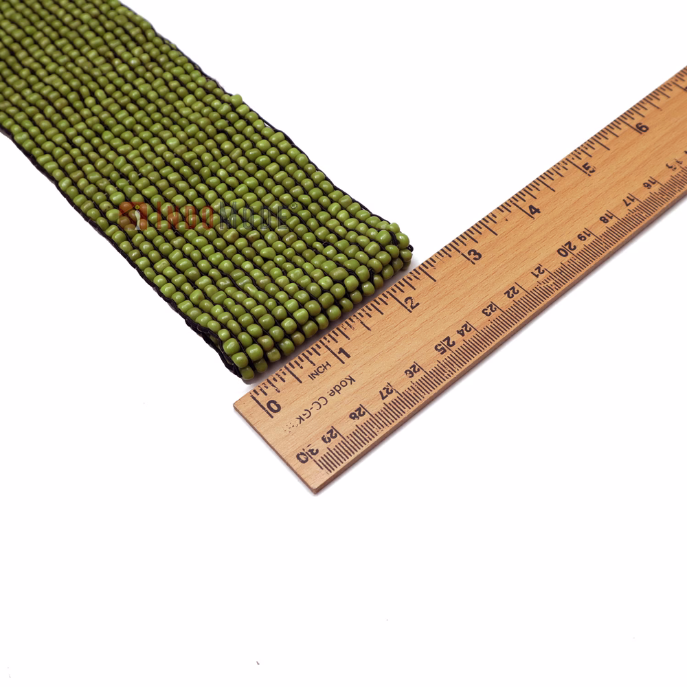 Women's Belt Stretchy Beaded Bali Cinch Belt Wood Clasp - Rustic Parrot Green - Image 7