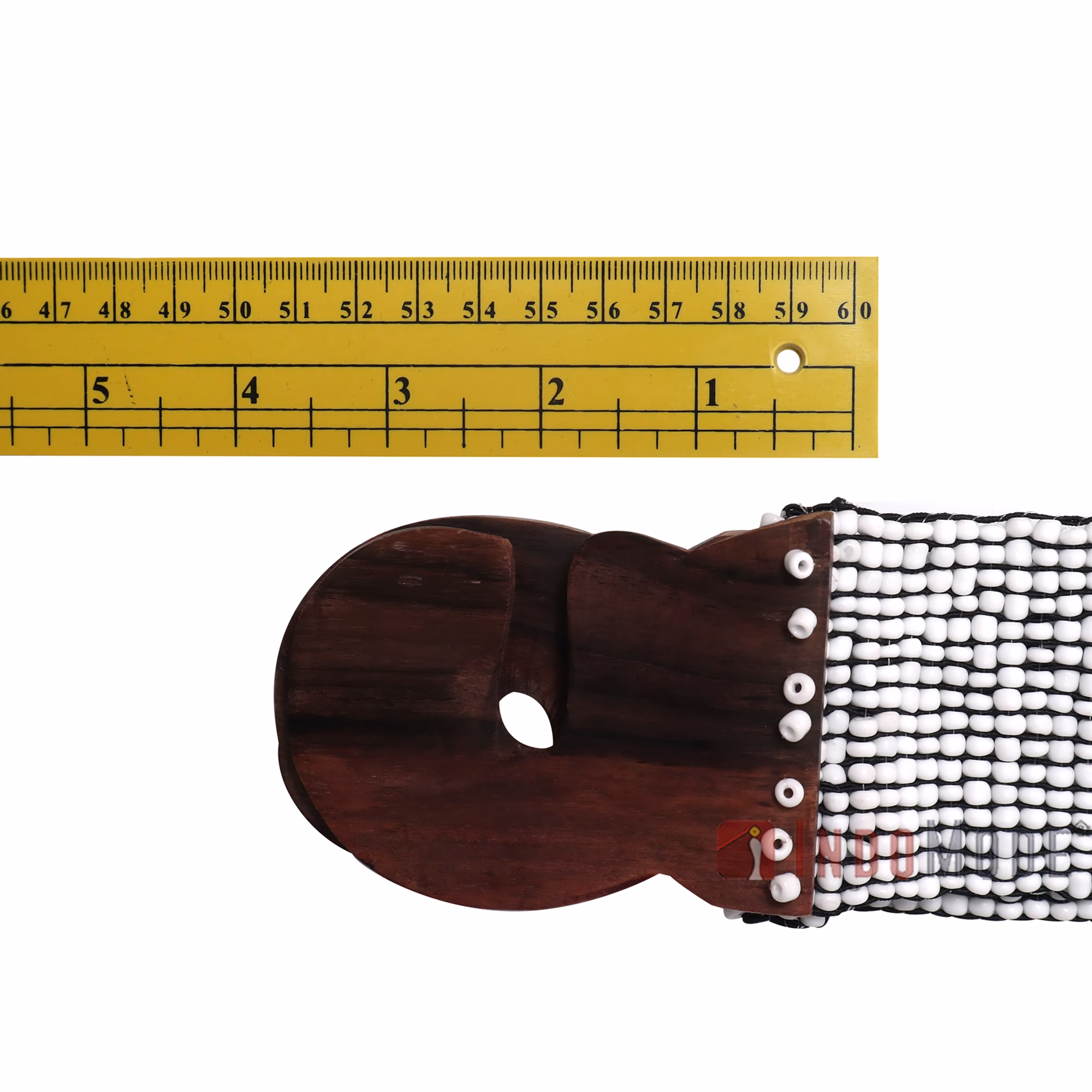 Women's Belt Stretchy Beaded Bali Cinch Belt Wood Clasp - White