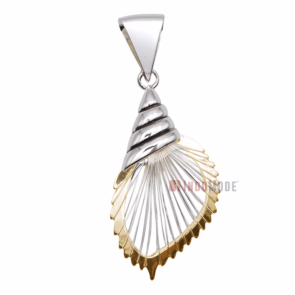 Lead Free Shiny 2-Tone Wire Hanging Sea Shell Post Earrings - Beach Theme Fashion Jewelry with Gift Box