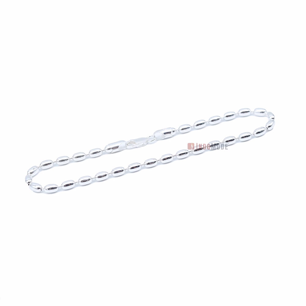 Sterling Silver Charleston Rice Bead Sturdy Anklet 4 x 5mm Beads 400ga with Lobster Clasp - Image 9
