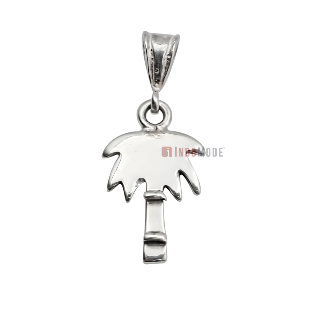 Small 1 inch Textured Palmetto South Carolina Sterling Silver Pendant