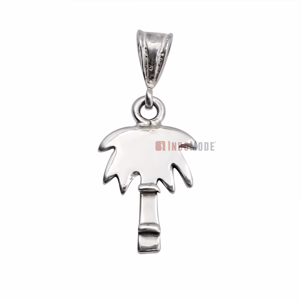 Small 1 inch Textured Palmetto South Carolina Sterling Silver Pendant
