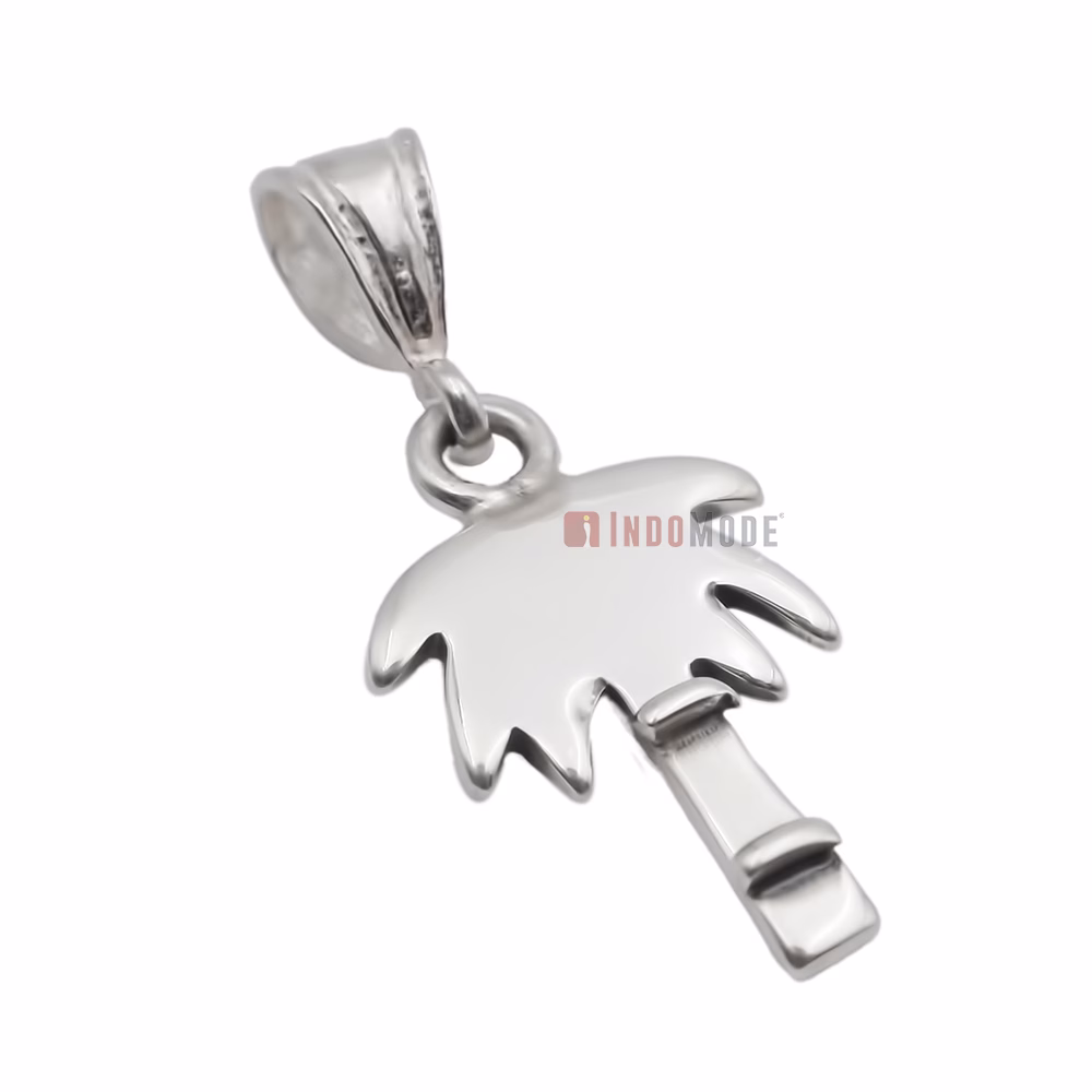 Small 1 inch Textured Palmetto South Carolina Sterling Silver Pendant