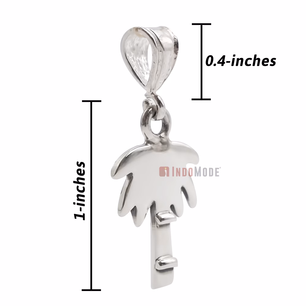 Small 1 inch Textured Palmetto South Carolina Sterling Silver Pendant