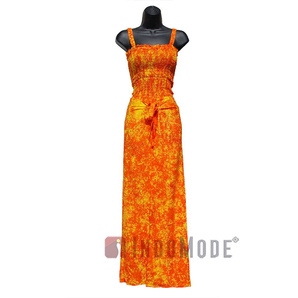 Orange Yellow Tie Dye Wrap Pants with Shirred Top One-Size Beach Wear