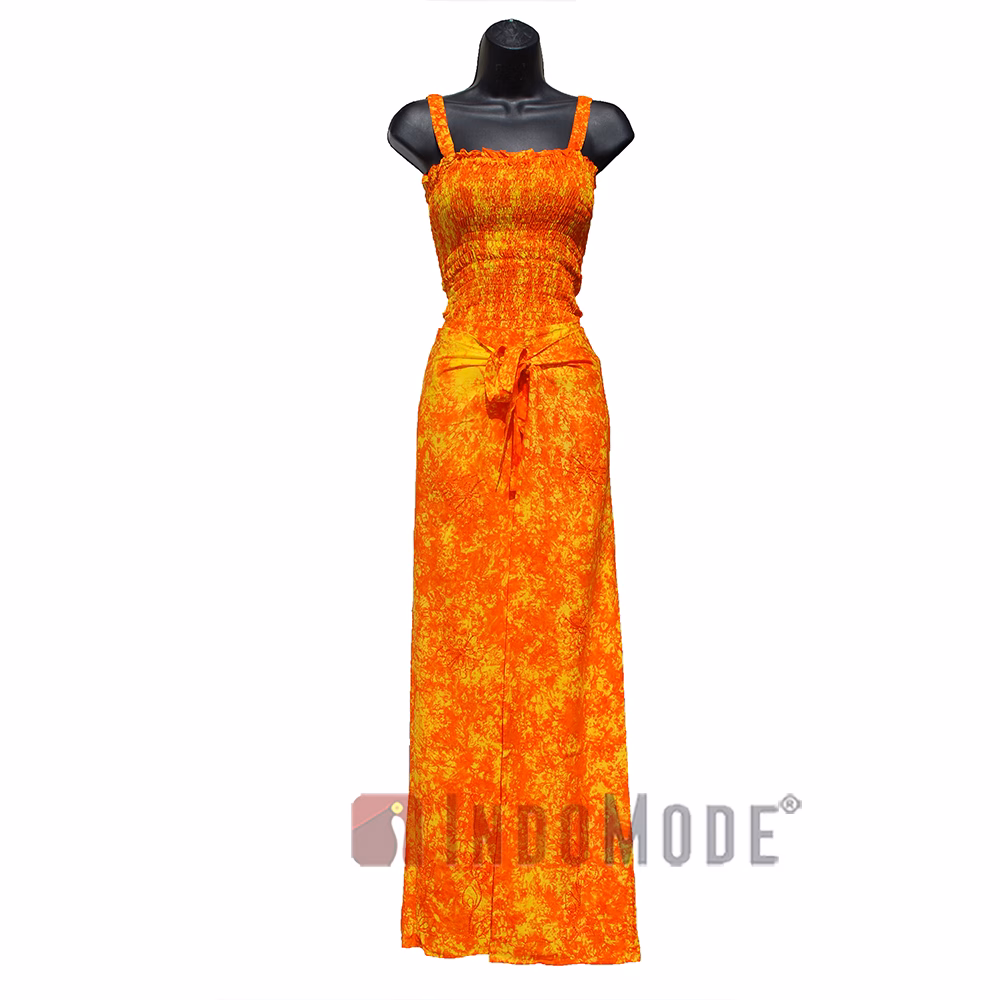 Orange Yellow Tie Dye Wrap Pants with Shirred Top One-Size Beach Wear