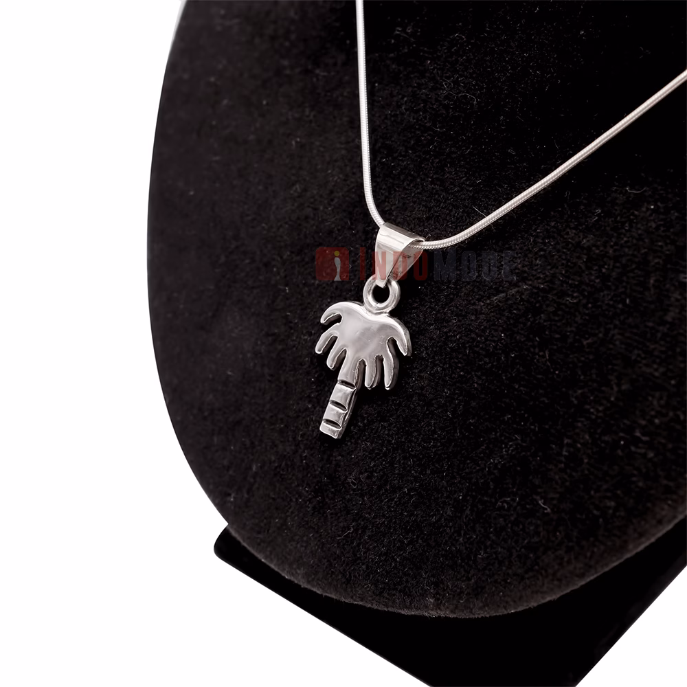 South Carolina Palmetto Sterling Silver Pendant - Shiny 1 inches Thick Heavy Palm Tree Palmetto and Flat Designs - Image 6